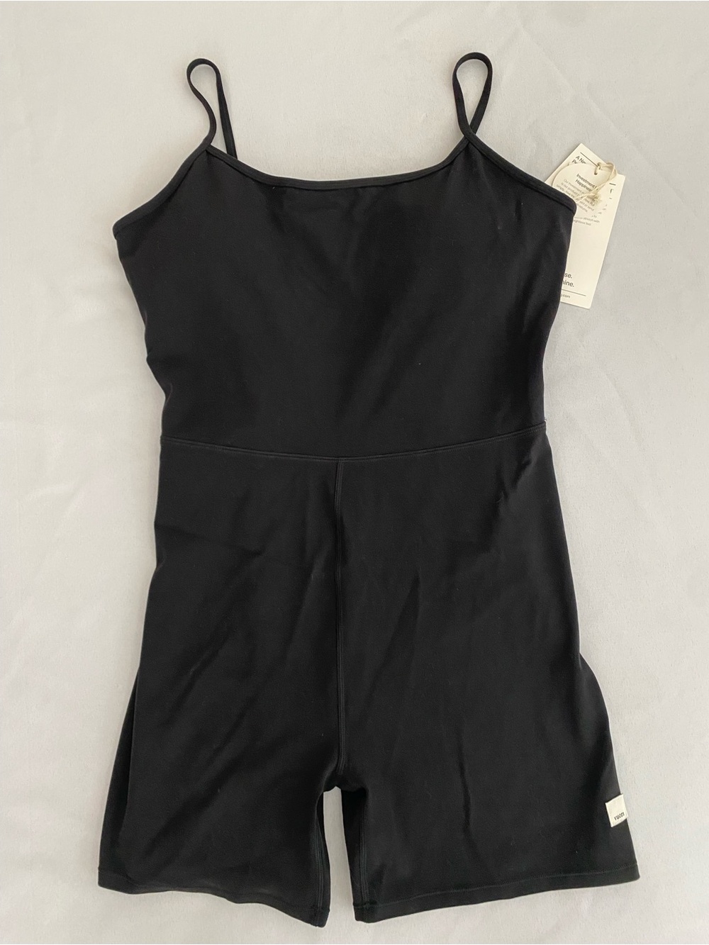 Vuori Women’s All the Feels Onesie Large Romper Bodysuit Black Yoga Pilates NWT